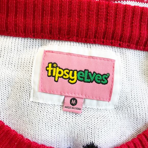 TIPSY ELVES Santa Yellow Snow Ugly Christmas Sweater Medium M - Picture 9 of 10